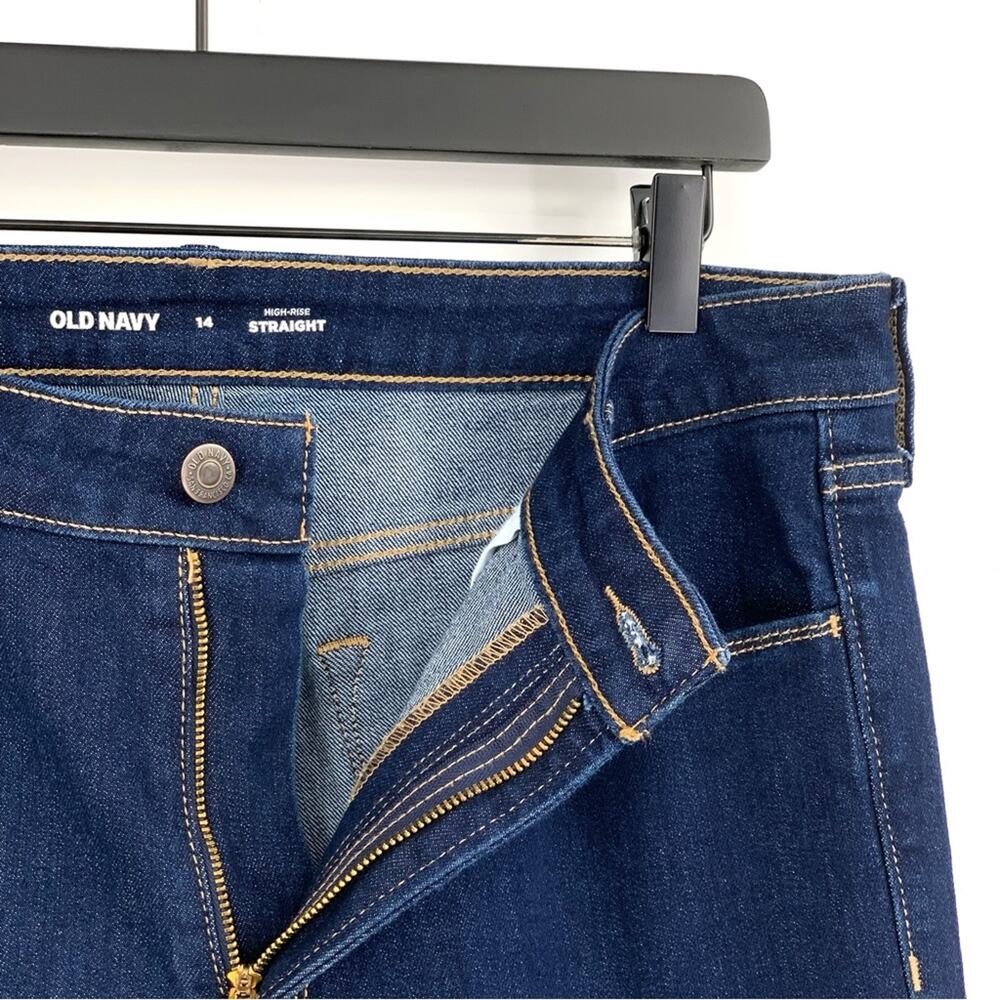 OLD NAVY Mid-Rise Straight Jeans Dark Wash 14 - Picture 4 of 7